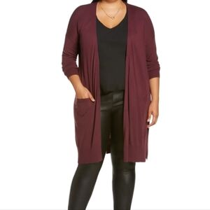 HALOGEN Long‎ Cozy Cardigan in Wine/Burgundy/Merlot